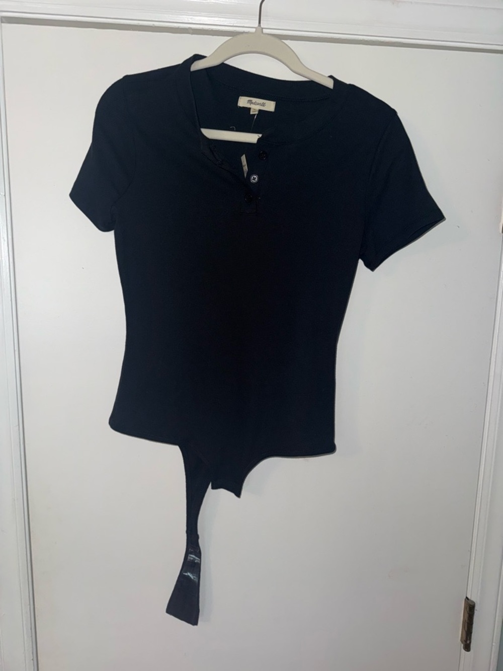 Madewell Black Short Sleeve Henley Bodysuit
